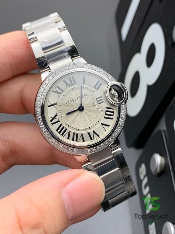 Cartier Ballon Bleu Diamond Bezel Silver 33mm - 6