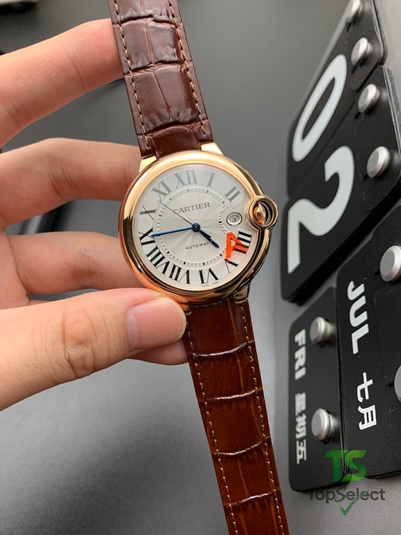 Cartier Ballon Bleu Rose Gold 42mm Brown Leather - 6