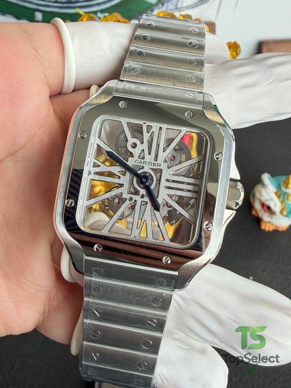Cartier Santos Skeleton Steel Watch - 12