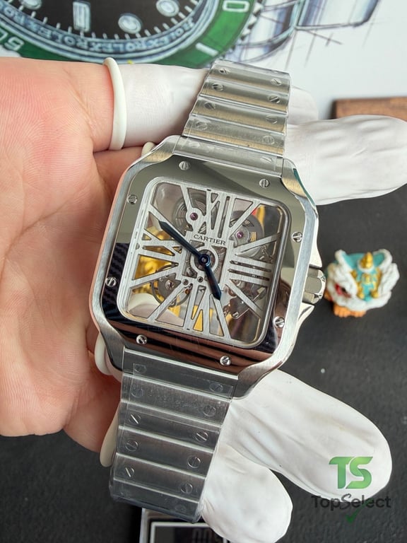 Cartier Santos Skeleton Steel Watch - 13