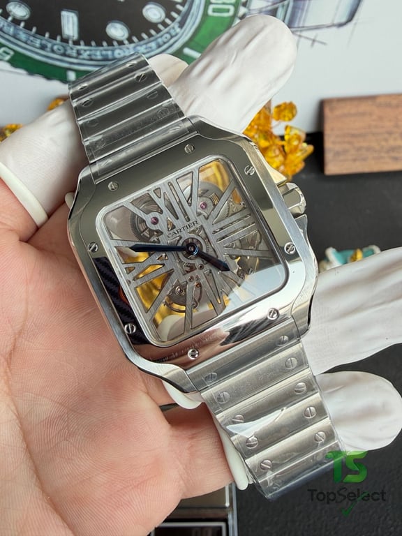 Cartier Santos Skeleton Steel Watch - 14