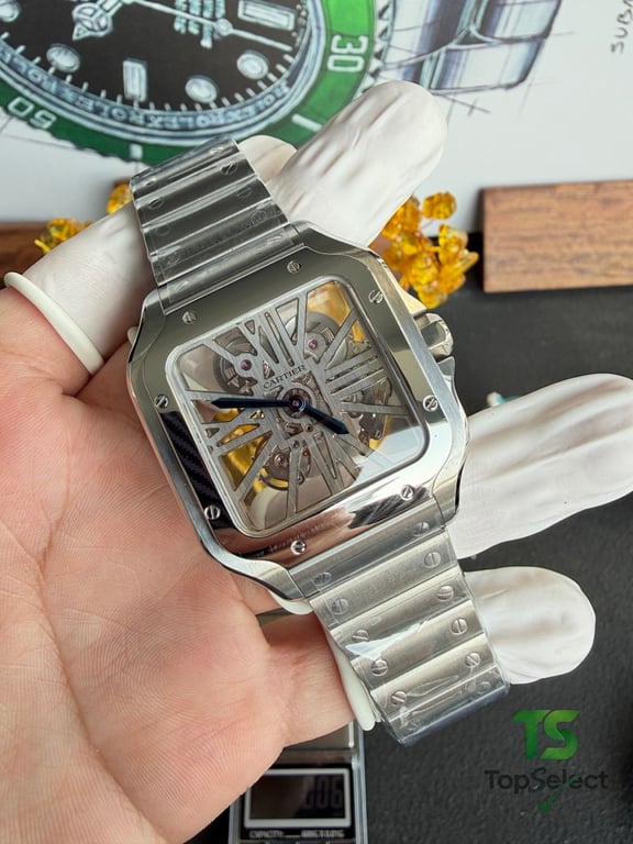 Cartier Santos Skeleton Steel Watch - 19