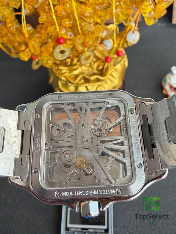 Cartier Santos Skeleton Steel Watch - 4