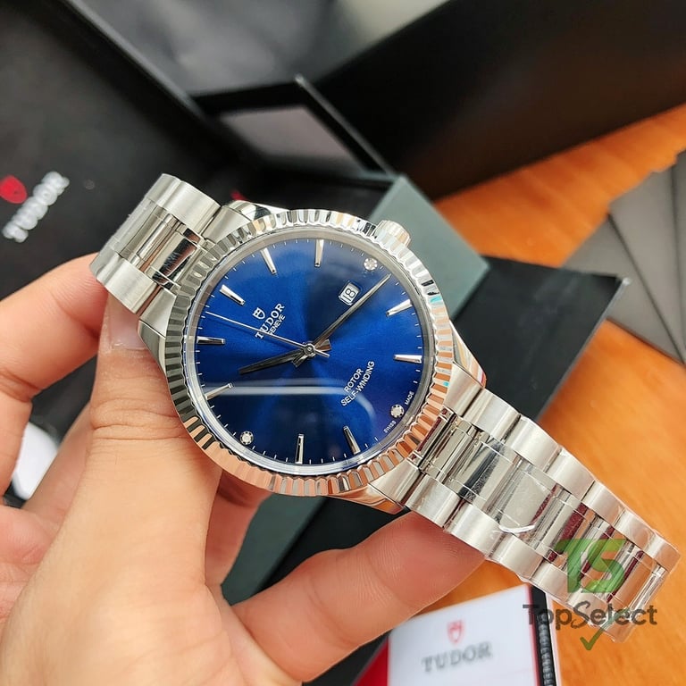 Tudor Style Blue Dial 41mm Fluted Bezel - 4