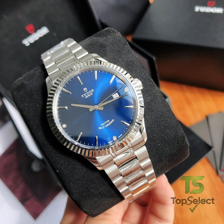 Tudor Style Blue Dial 41mm Fluted Bezel - 8