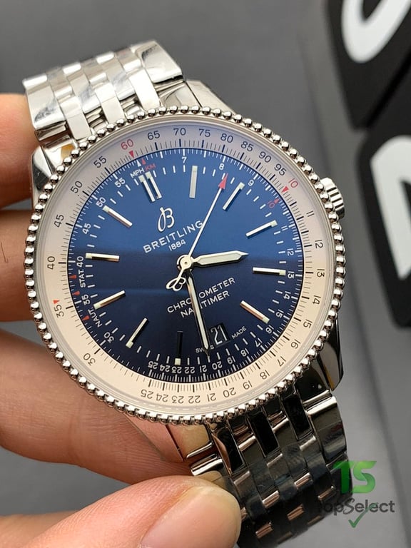 Breitling Navitimer Blue Dial Silver Bracelet - 5