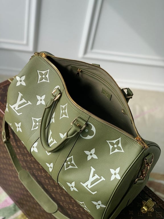 Louis Vuitton Keepall Bandoulière 45 Monogram Empreinte Green - 4