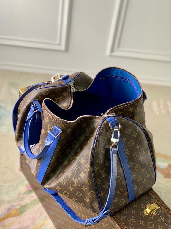 Louis Vuitton Keepall Bandoulière 50 Monogram Macassar Blue - 3