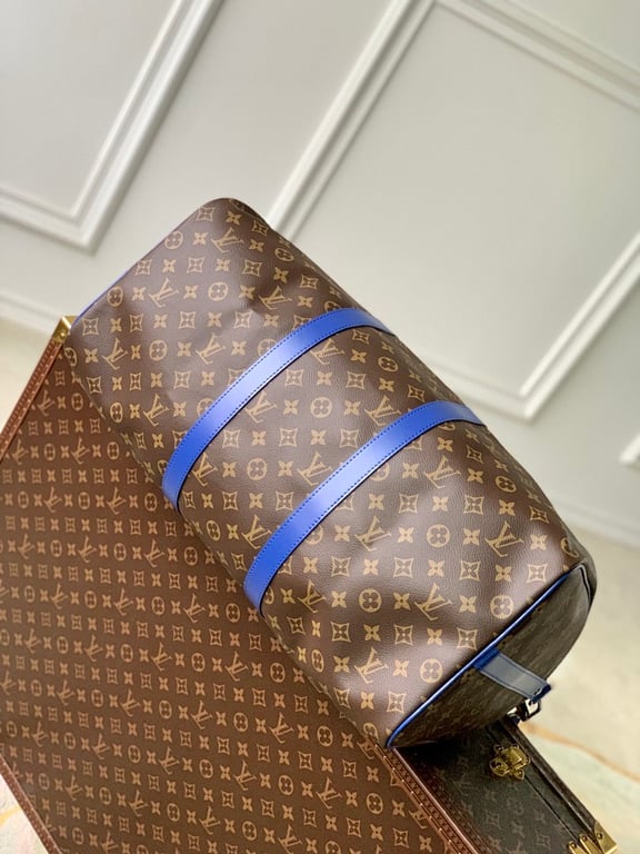 Louis Vuitton Keepall Bandoulière 50 Monogram Macassar Blue - 8