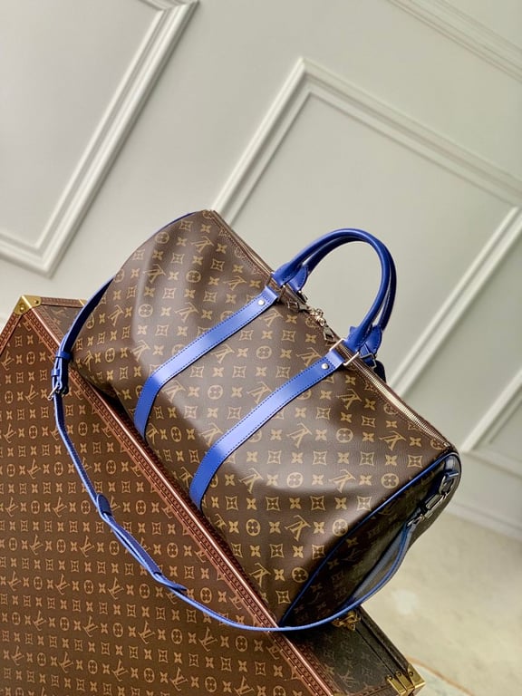 Louis Vuitton Keepall Bandoulière 50 Monogram Macassar Blue - 9