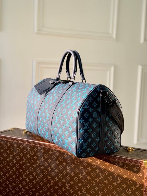 Louis Vuitton Keepall Bandoulière 50 Grey Blue - 9