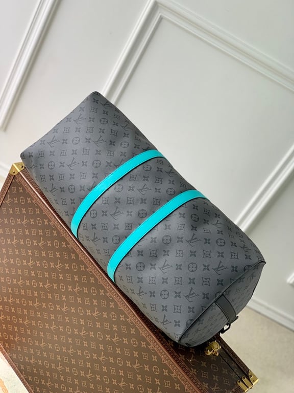 Louis Vuitton Keepall Bandoulière 55 Monogram Eclipse Turquoise - 7