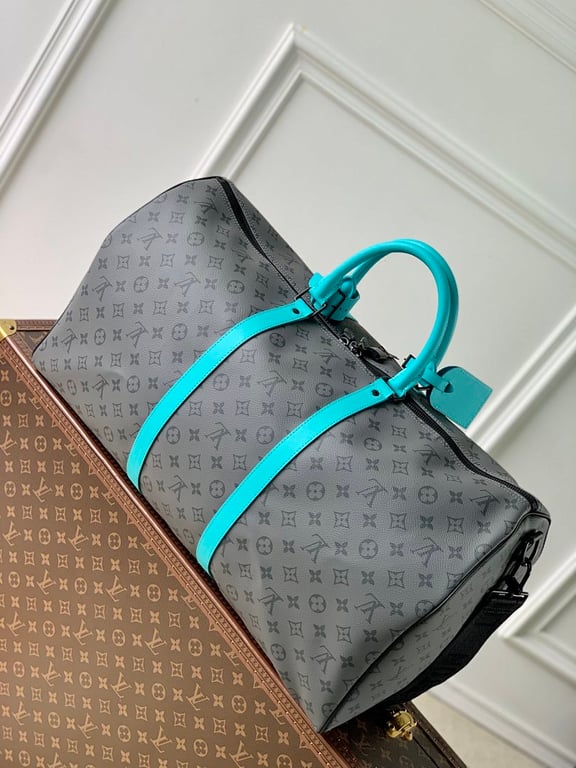 Louis Vuitton Keepall Bandoulière 55 Monogram Eclipse Turquoise - 8