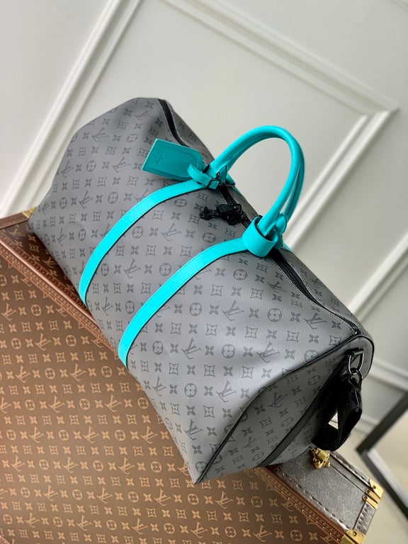 Louis Vuitton Keepall Bandoulière 55 Monogram Eclipse Turquoise - 9