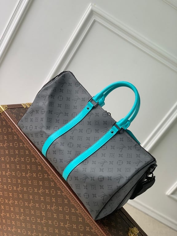 Louis Vuitton Keepall Bandoulière 45 Monogram Eclipse Reverse Turquoise - 8