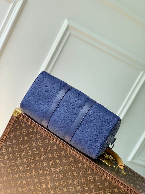 Louis Vuitton Keepall Bandoulière 35 Monogram Taurillon Blue - 7