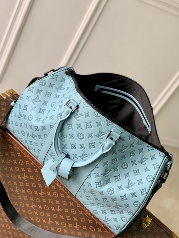 Louis Vuitton Keepall Bandouliere 50 Monogram Shadow Light Blue - 2