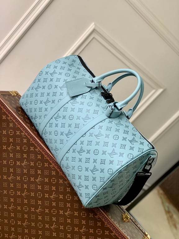 Louis Vuitton Keepall Bandouliere 50 Monogram Shadow Light Blue - 9