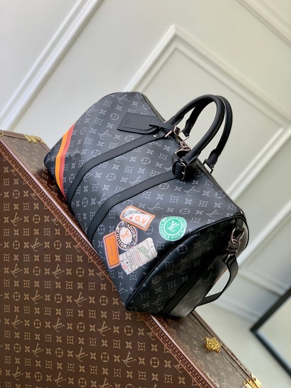 Louis Vuitton Keepall Bandoulière 45 Monogram Eclipse Patches - 9