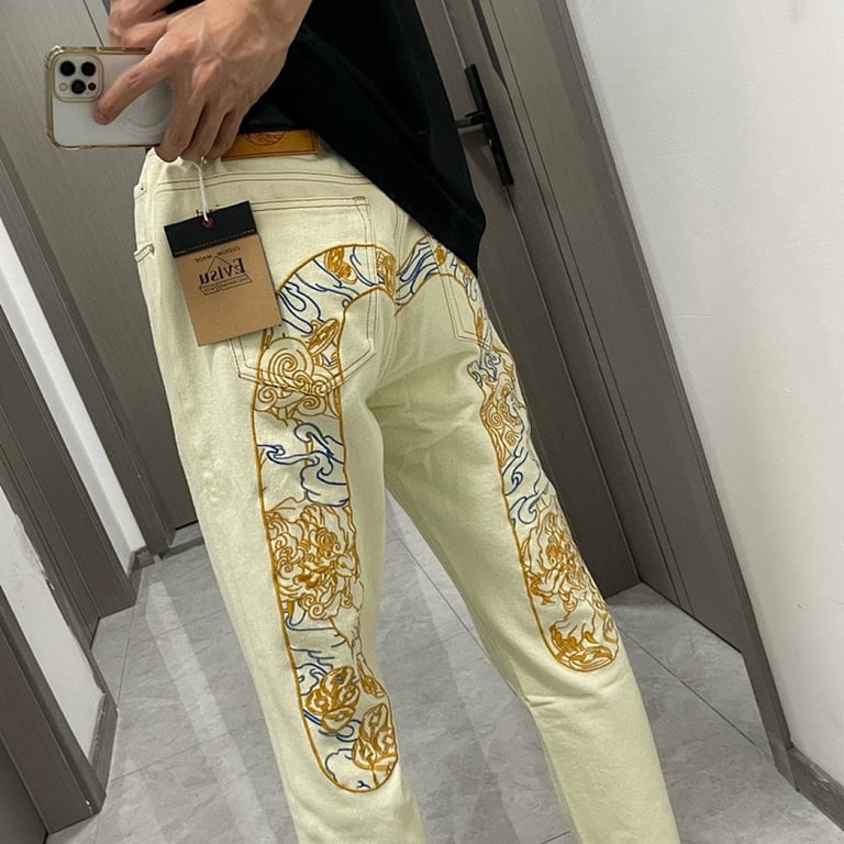 Evisu Embroidered Daicock Jeans Cream - 11
