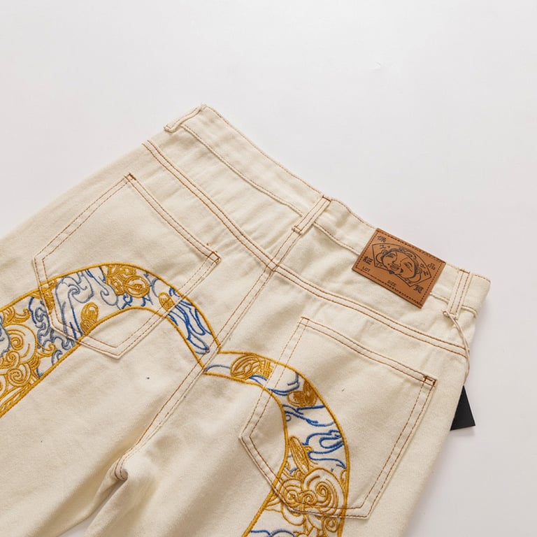 Evisu Embroidered Daicock Jeans Cream - 4