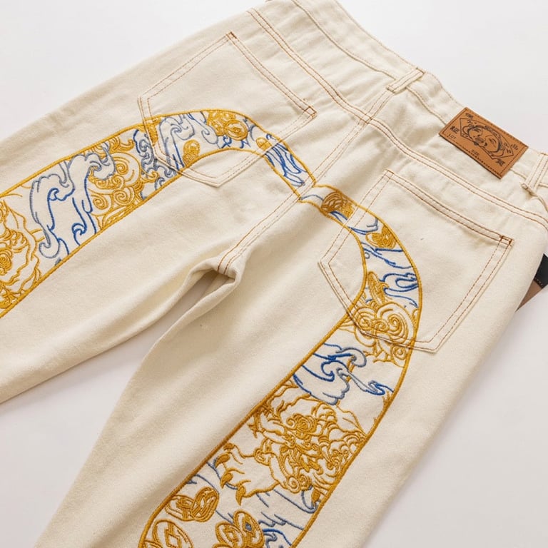 Evisu Embroidered Daicock Jeans Cream - 5