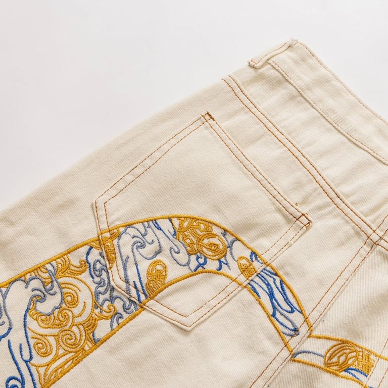 Evisu Embroidered Daicock Jeans Cream - 6