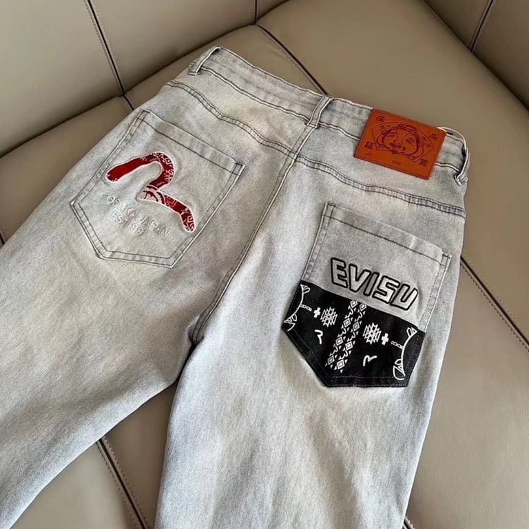 Evisu Seagull Patch Light Wash Jeans - 6