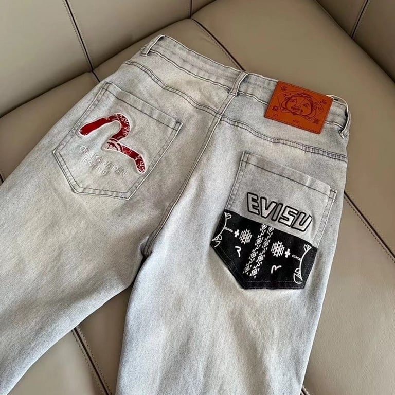 Evisu Seagull Patch Light Wash Jeans - 7