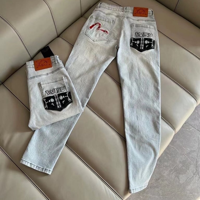 Evisu Seagull Patch Light Wash Jeans - 8