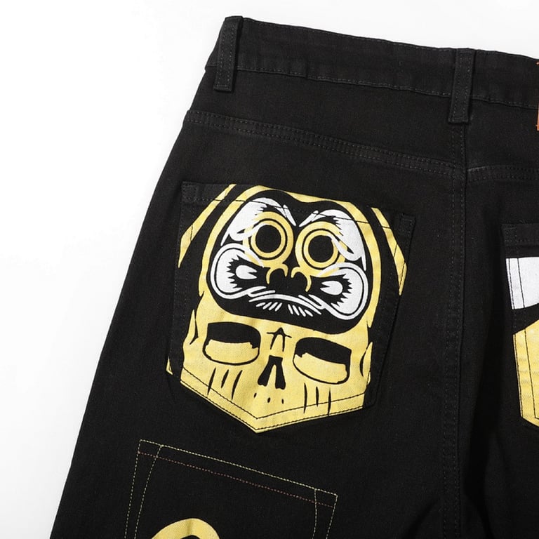 Evisu Multi-Pocket Daruma Graphic Jeans Black - 11