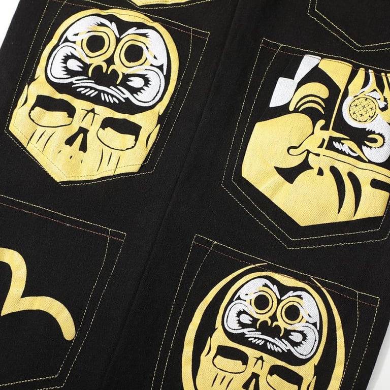 Evisu Multi-Pocket Daruma Graphic Jeans Black - 4