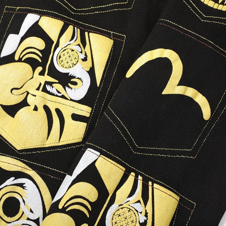 Evisu Multi-Pocket Daruma Graphic Jeans Black - 8