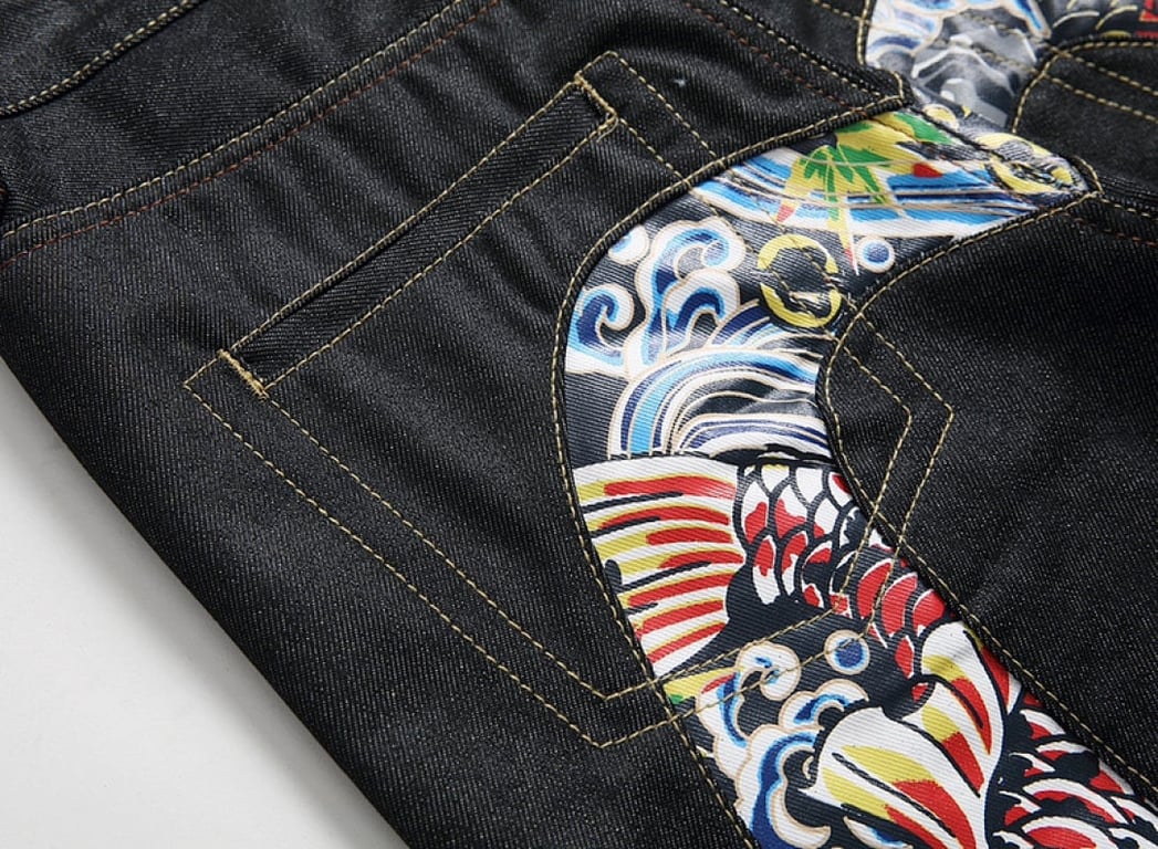 Evisu Daicock Koi Fish Print Jeans - 3