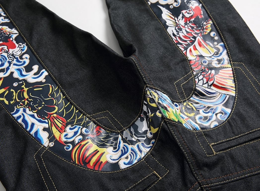 Evisu Daicock Koi Fish Print Jeans - 5