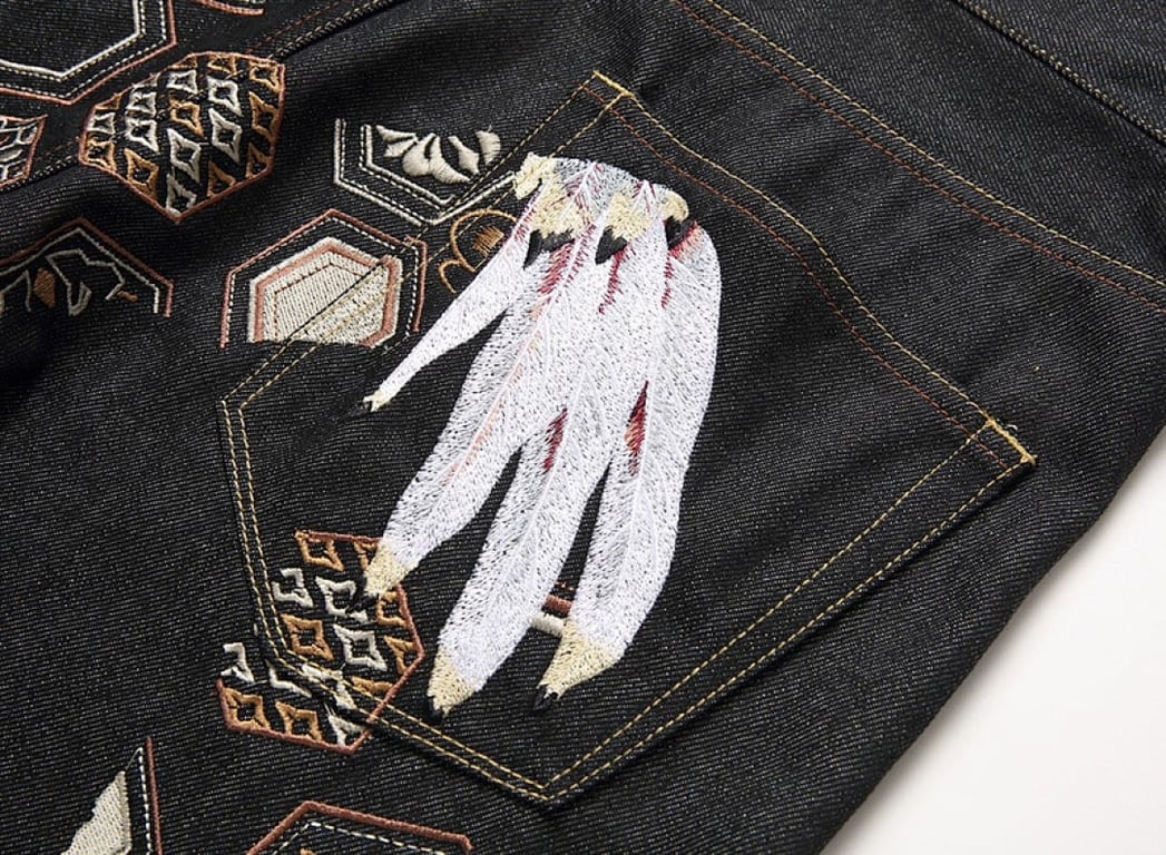 Evisu Embroidered Feather Jeans Black - 6