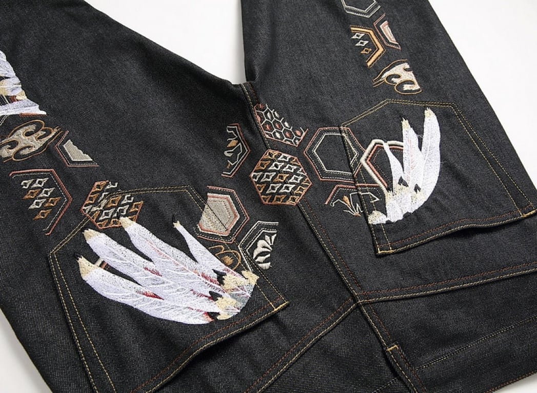 Evisu Embroidered Feather Jeans Black - 7