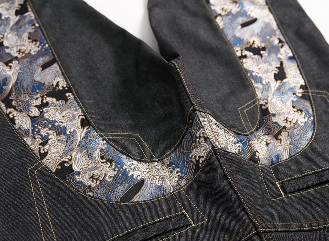 Evisu Great Wave Seagull Denim Jeans Black - 6