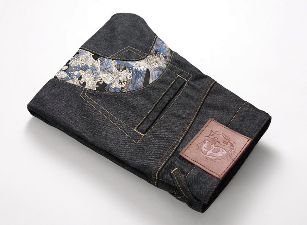Evisu Great Wave Seagull Denim Jeans Black - 7