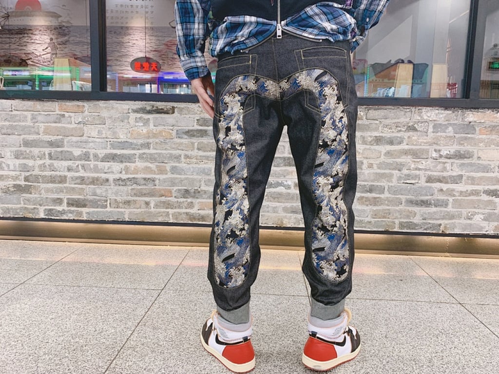 Evisu Great Wave Seagull Denim Jeans Black - 10