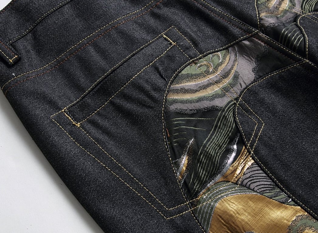 Evisu Wave Embroidery Graphic Jeans Black - 5