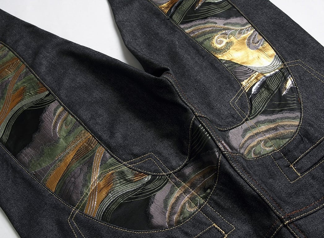 Evisu Wave Embroidery Graphic Jeans Black - 7