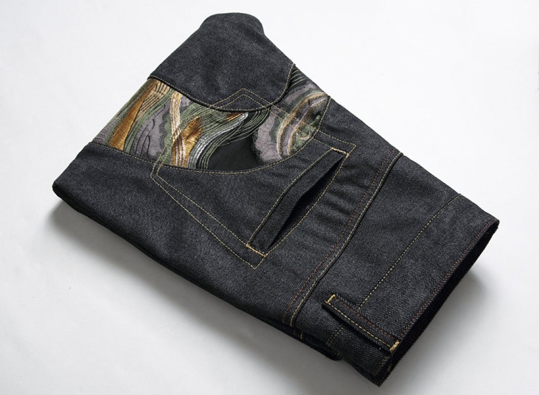 Evisu Wave Embroidery Graphic Jeans Black - 8