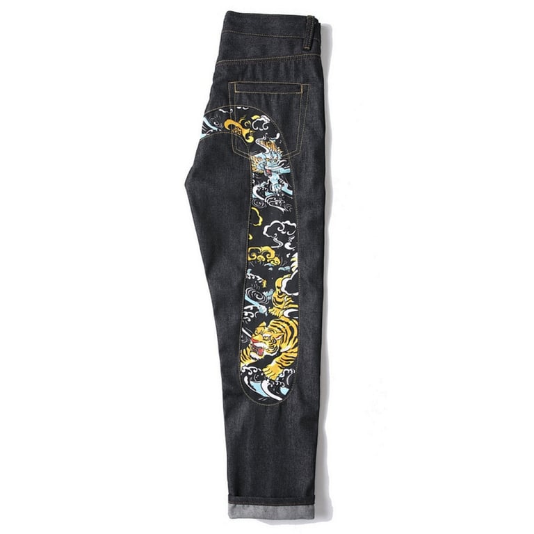 Evisu Tiger Graphic Denim Jeans Black - 11