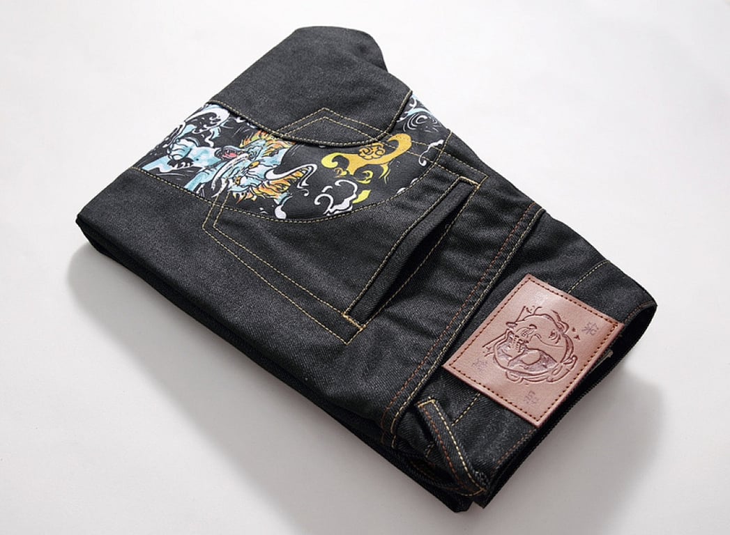 Evisu Tiger Graphic Denim Jeans Black - 8