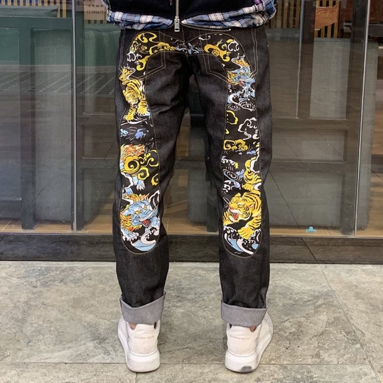 Evisu Tiger Graphic Denim Jeans Black - 9