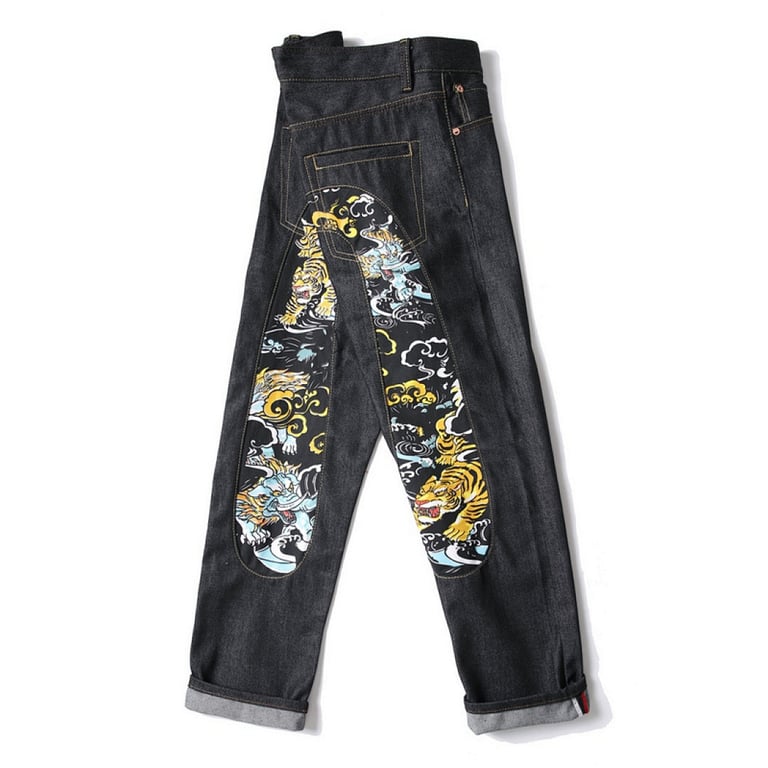 Evisu Tiger Graphic Denim Jeans Black - 10
