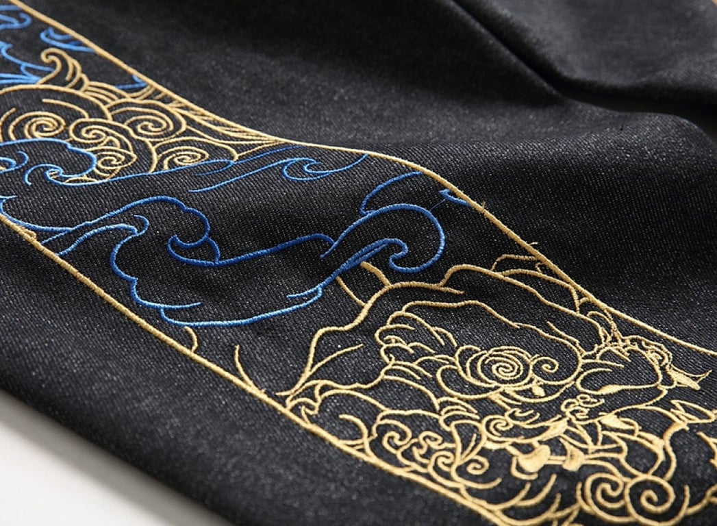 Evisu Gold & Blue Embroidered Daicock Jeans - 5