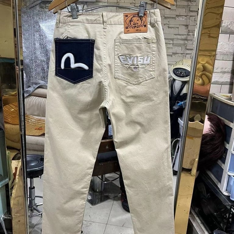 Evisu Seagull Logo Khaki Pants - 7