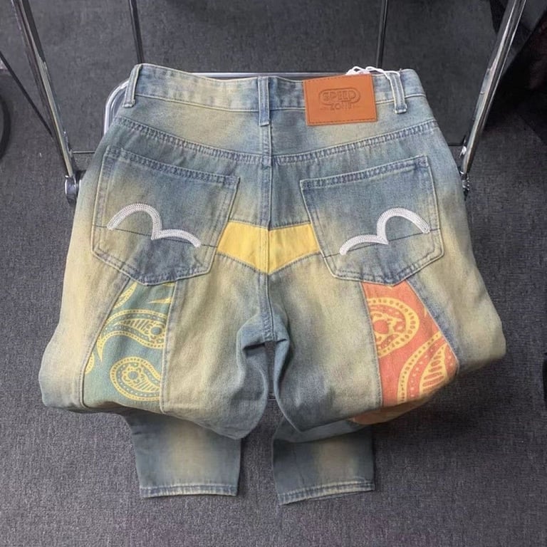 Evisu Paisley Patch Jeans Light Wash - 4